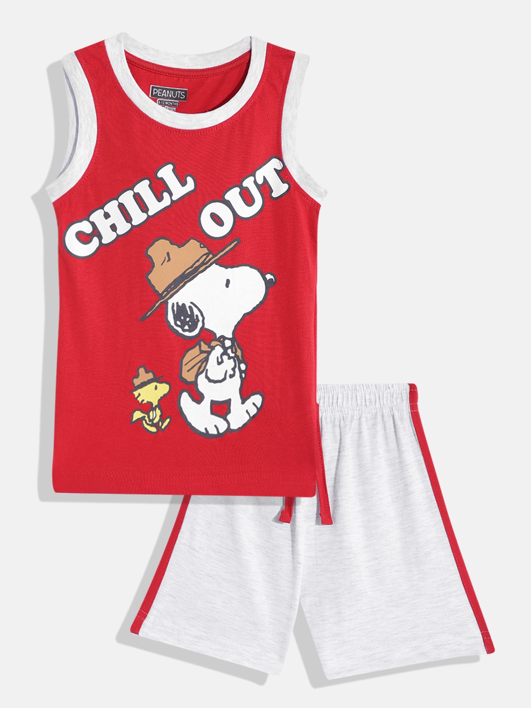 

Eteenz Infant Boys Premium Cotton Snoopy Print T-shirt With Shorts, Red