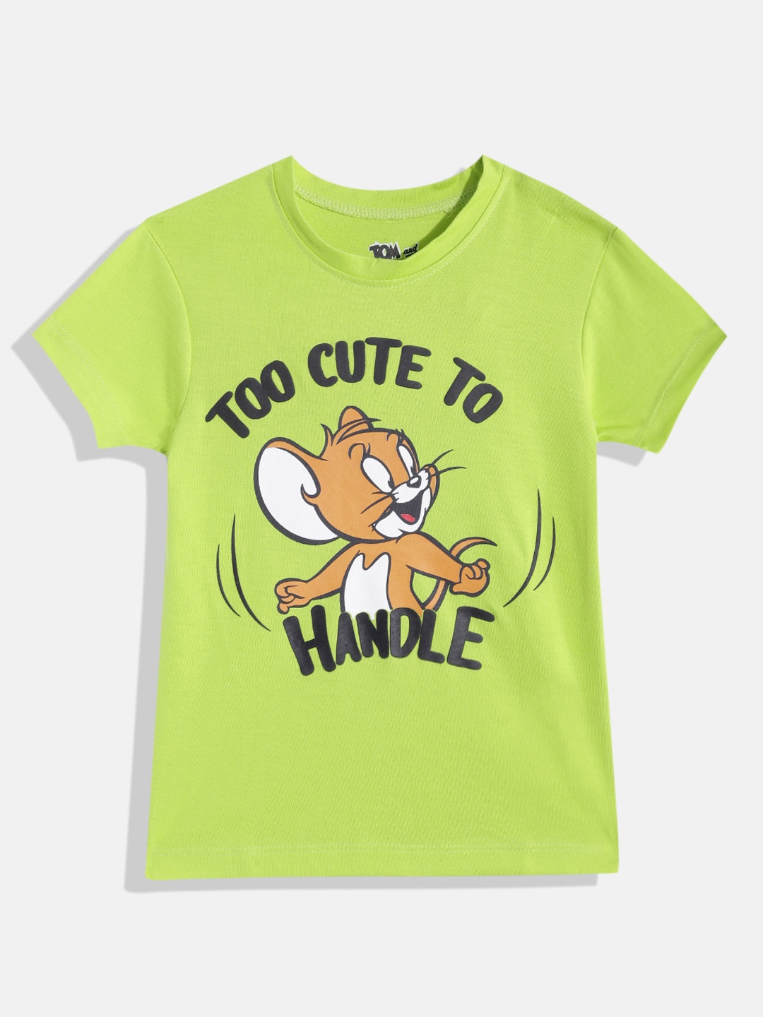

Eteenz Girls Tom & Jerry Print Premium Cotton T-shirt, Fluorescent green