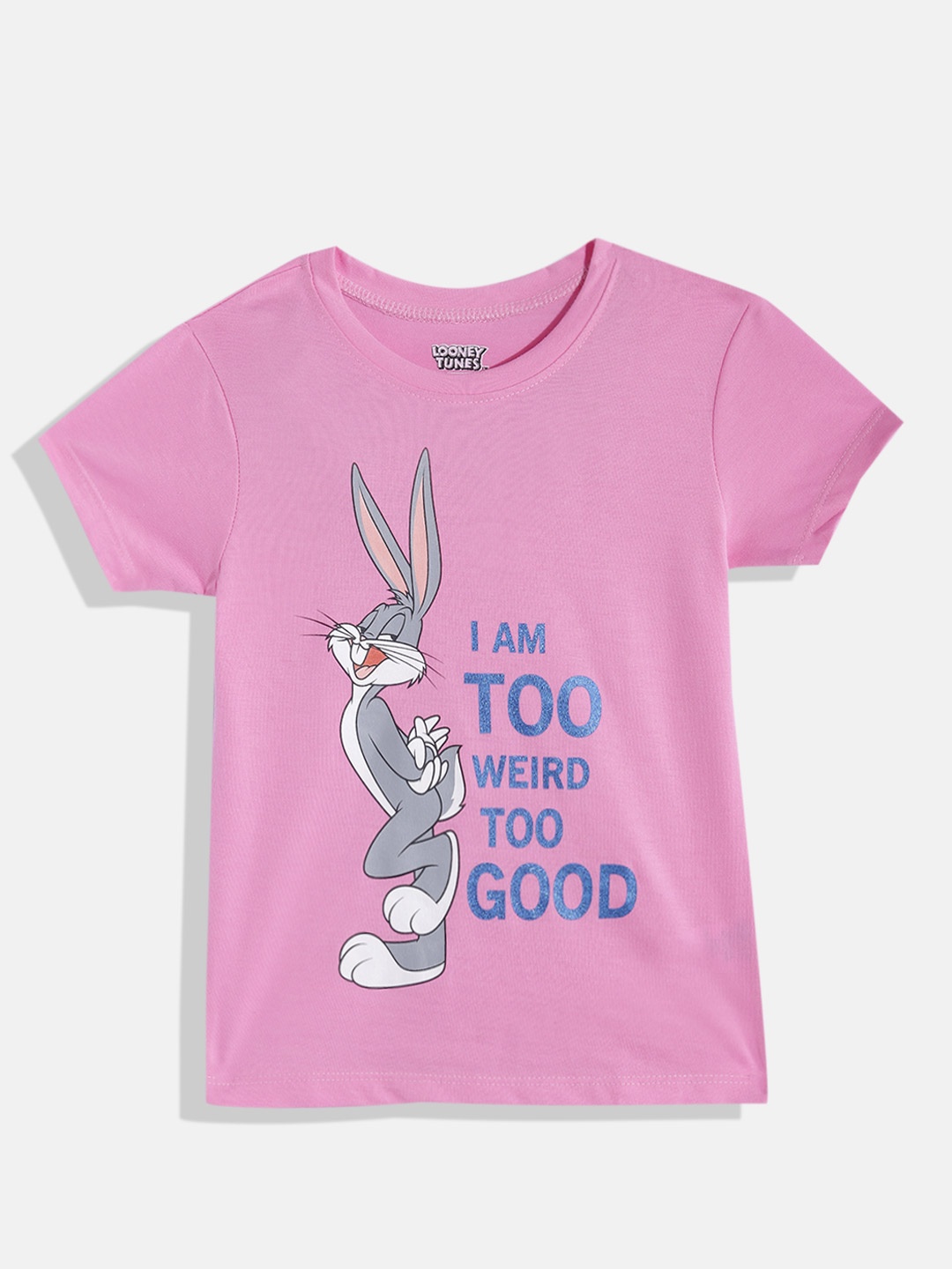 

Eteenz Girls Bugs Bunny Print Premium Cotton T-shirt, Pink