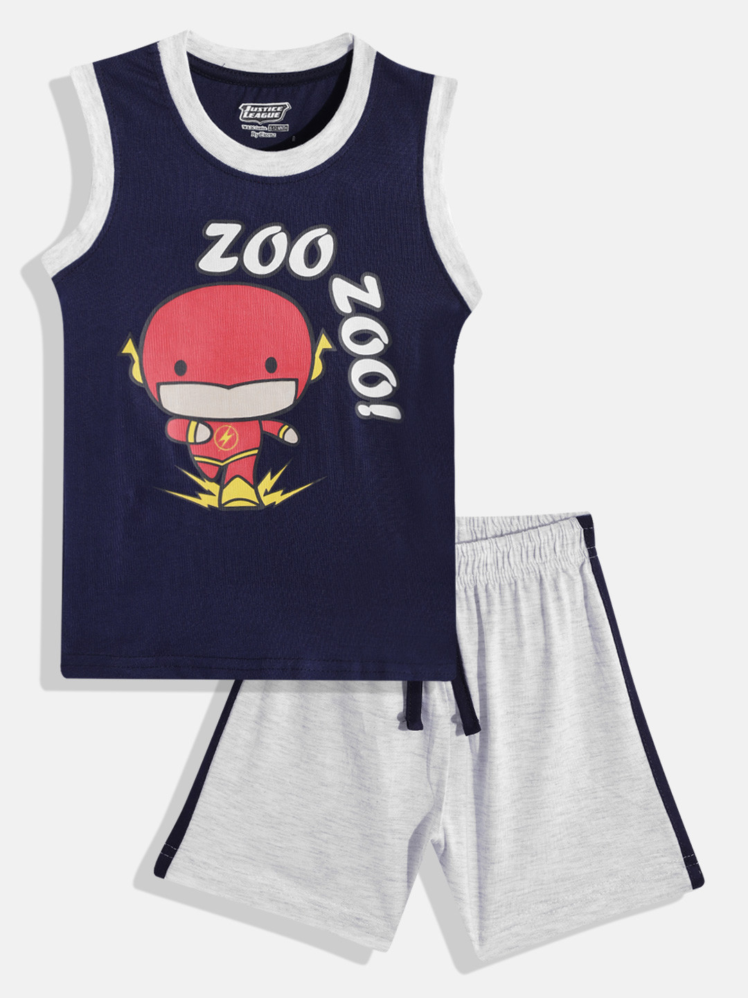 

Eteenz Infant Boys Premium Cotton Justice League Print T-shirt With Shorts, Navy blue