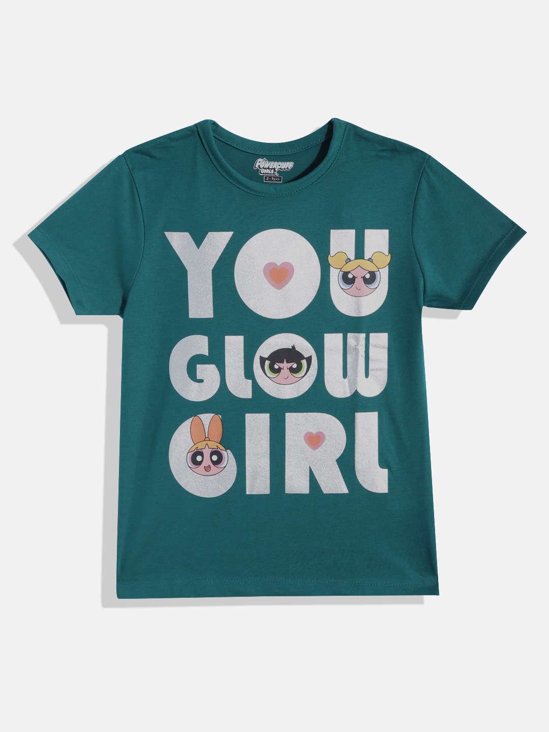 

Eteenz Powerpuff Girls Printed Premium Cotton T-shirt, Teal