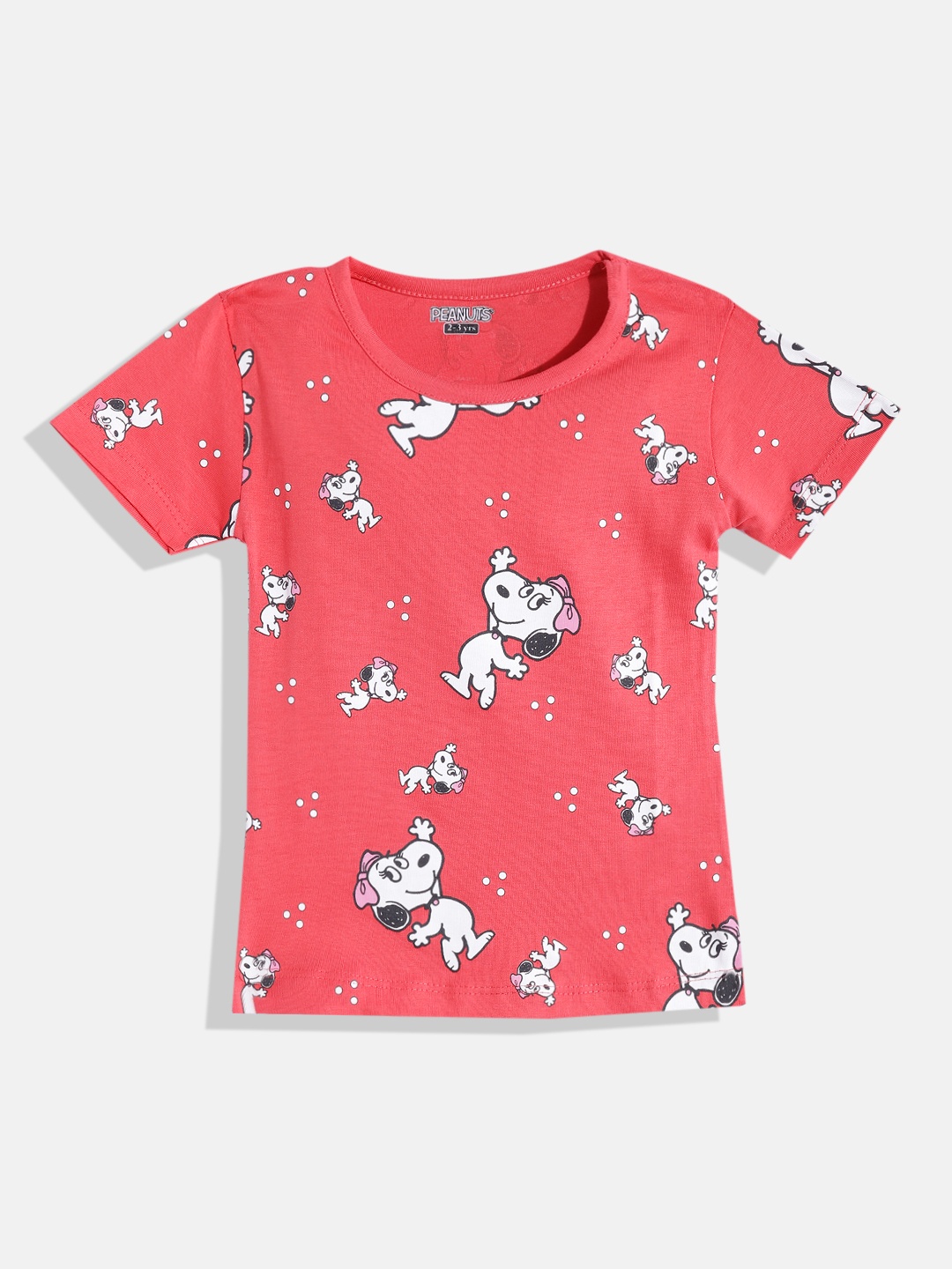

Eteenz Girls Snoopy Print Premium Cotton T-shirt, Red