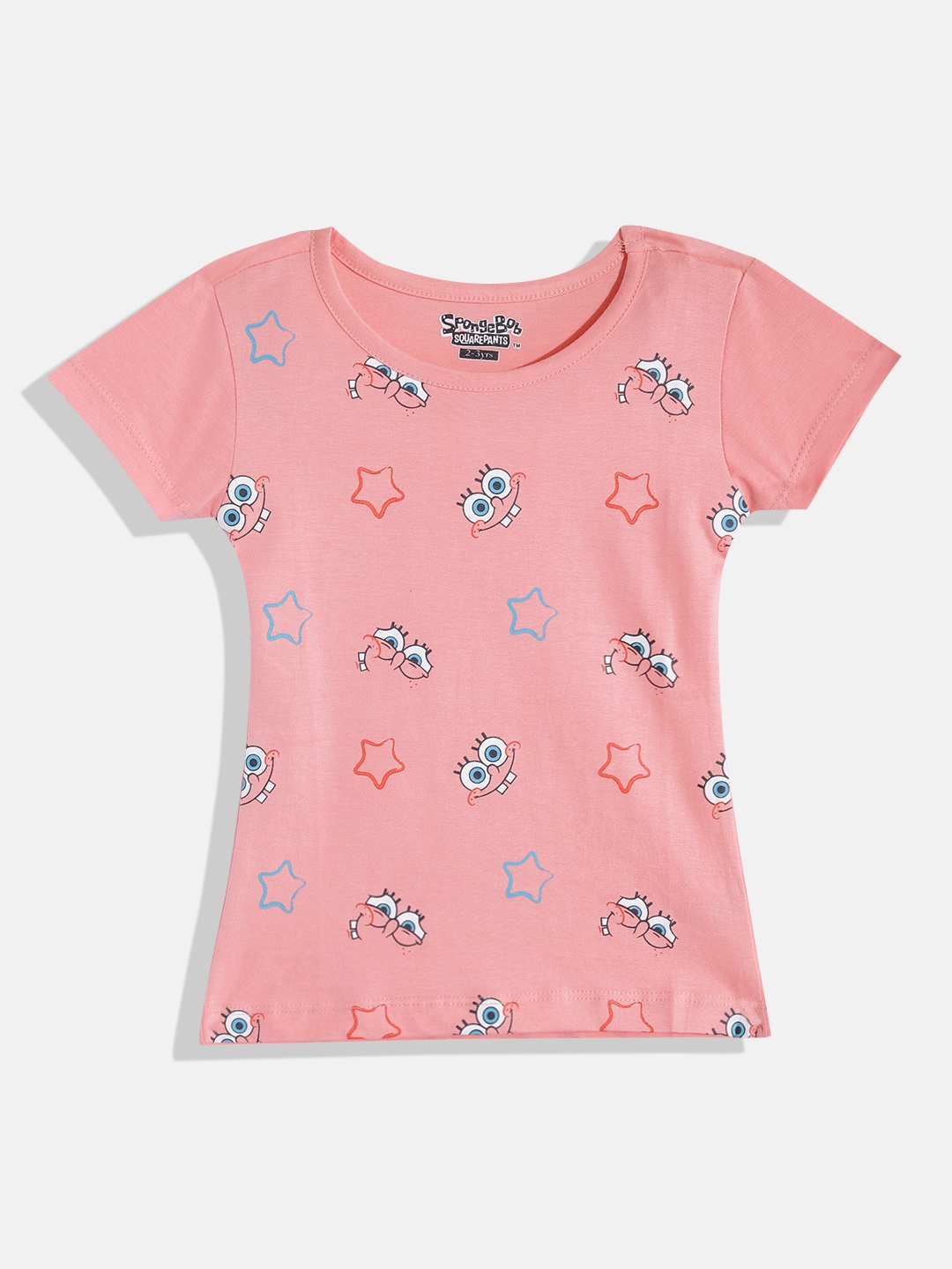 

Eteenz Girls Sponge Bob Print Premium Cotton T-shirt, Pink