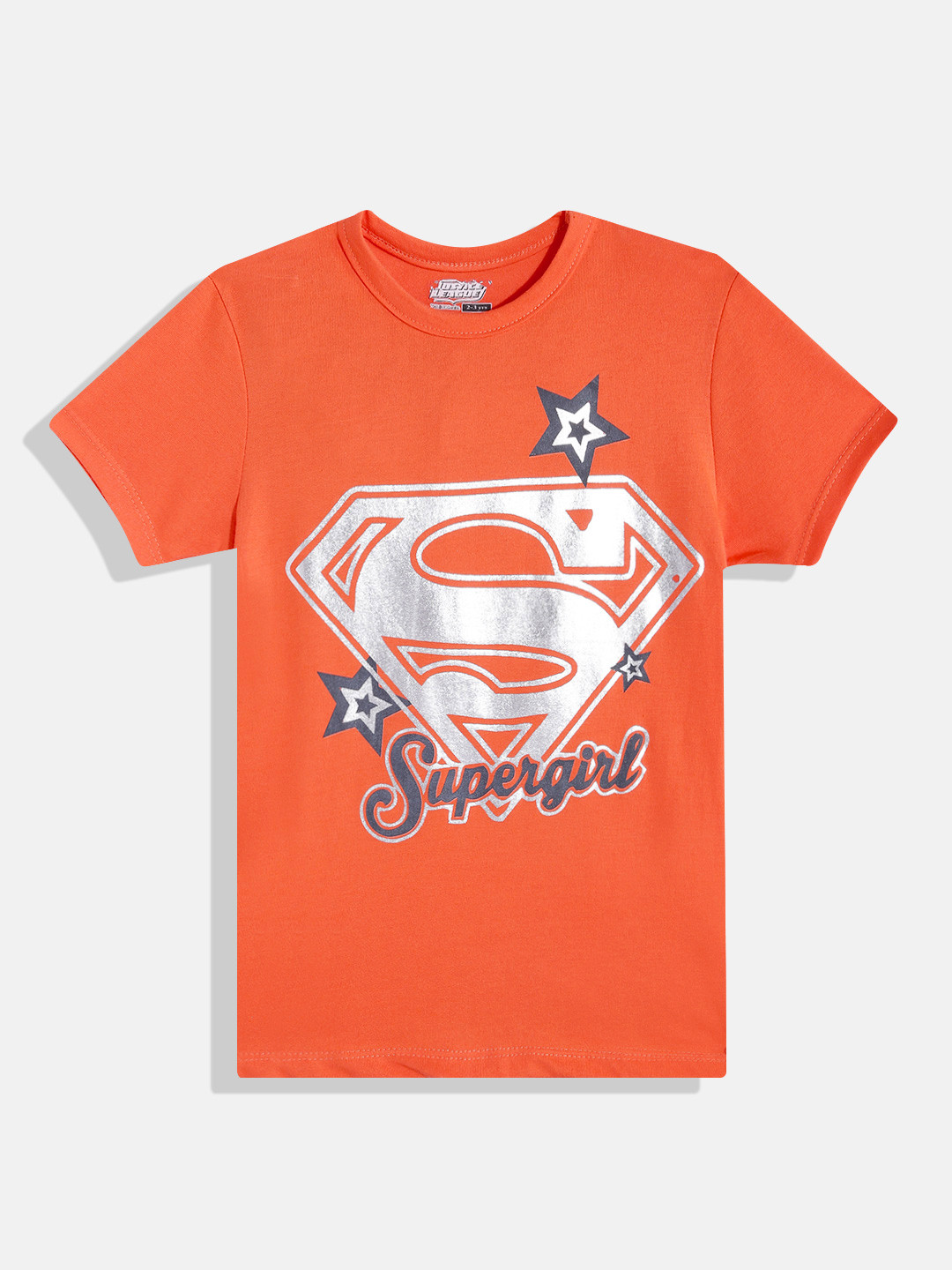 

Eteenz Girls Premium Cotton Supergirl Printed T-shirt, Orange