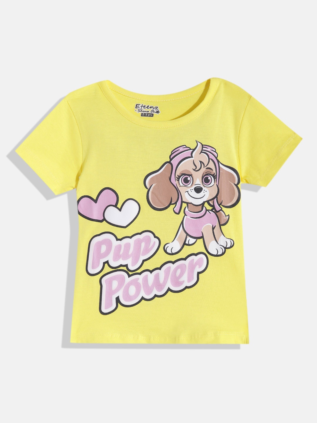 

Eteenz Girls Premium Cotton Graphic Print T-shirt, Yellow