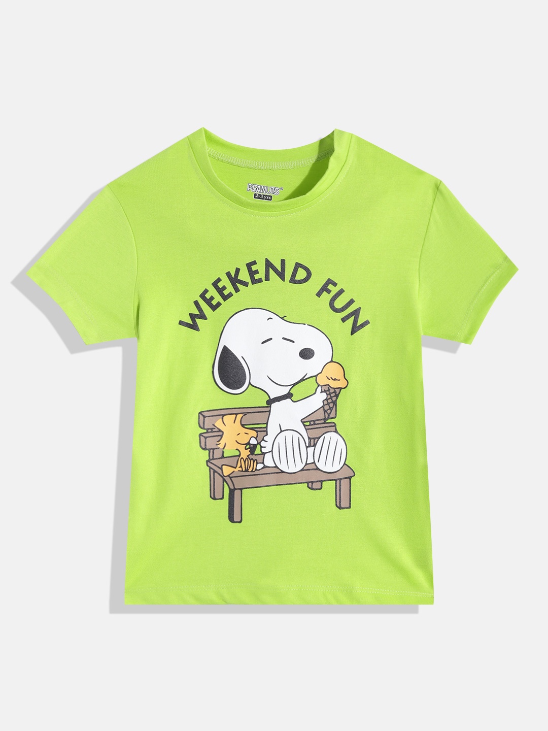 

Eteenz Girls Premium Cotton Snoopy Printed T-shirt, Fluorescent green