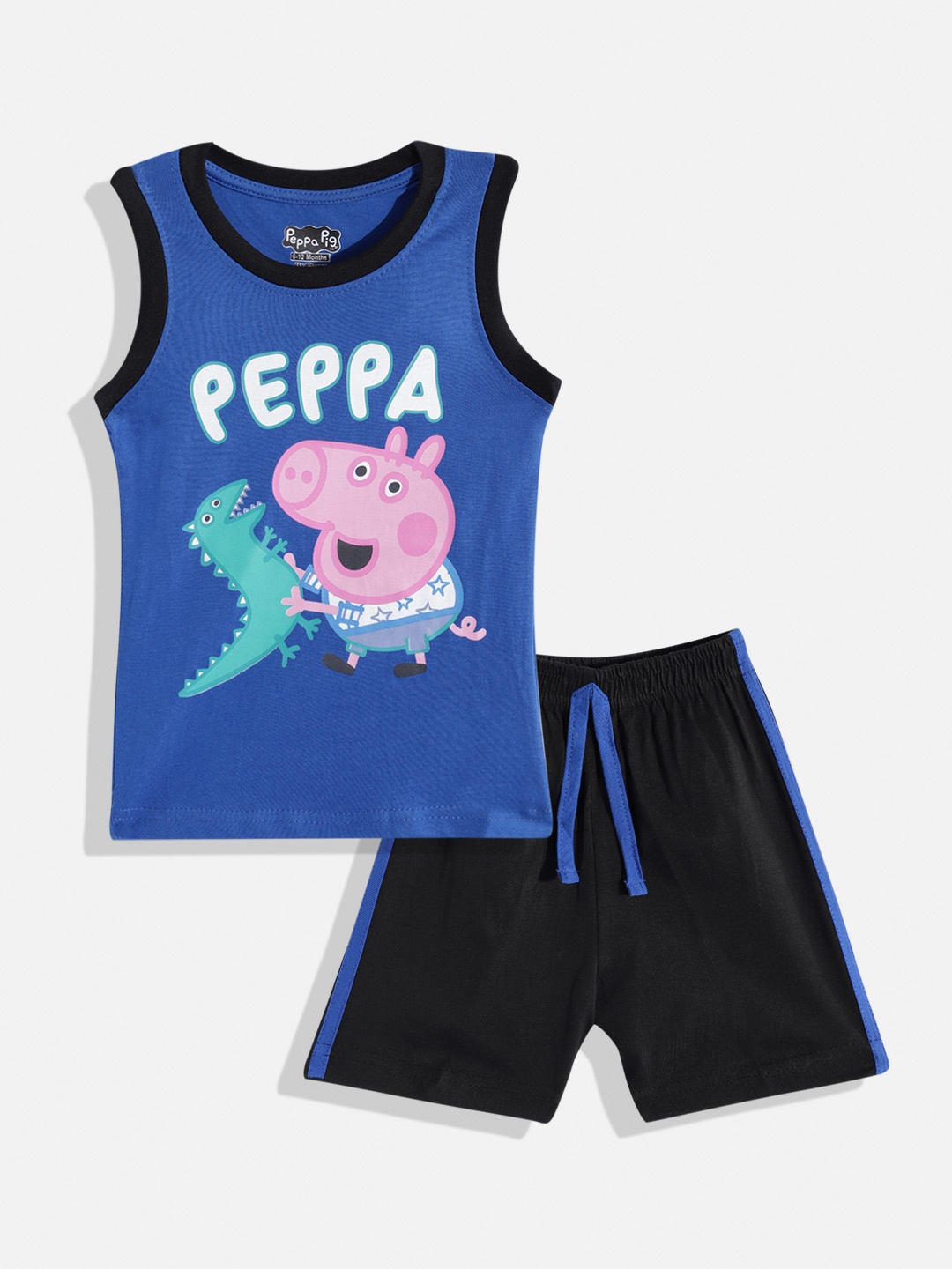 

Eteenz Infant Boys Peppa Pig Print Premium Cotton T-shirt with Shorts, Blue