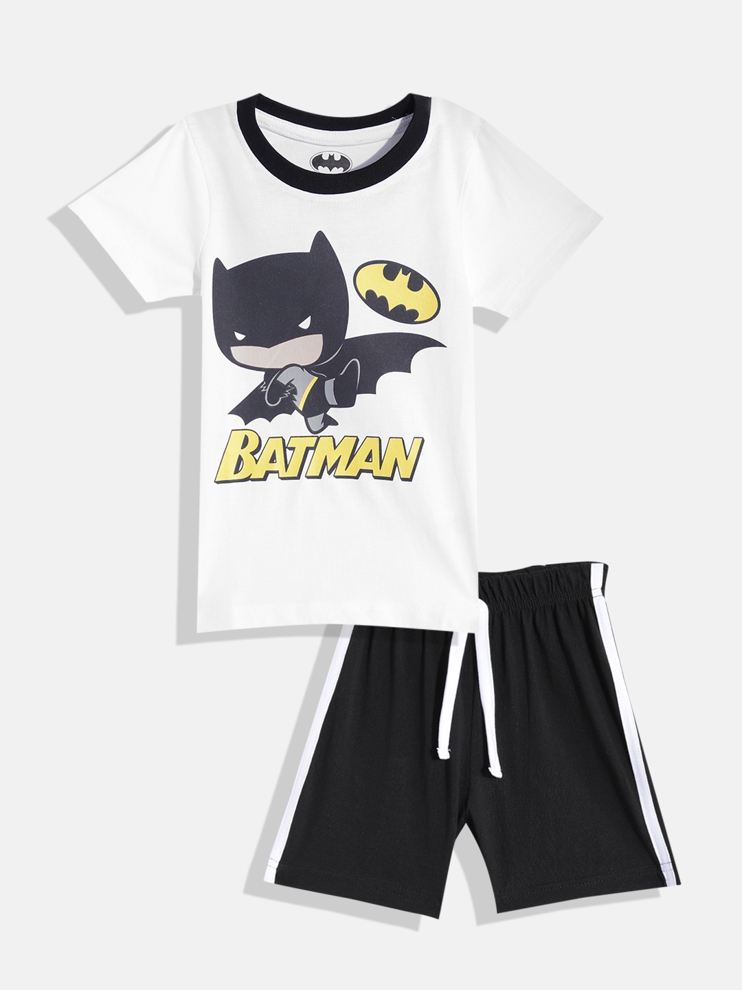 

Eteenz Infant Boys Batman Print Premium Cotton T-shirt with Shorts, White