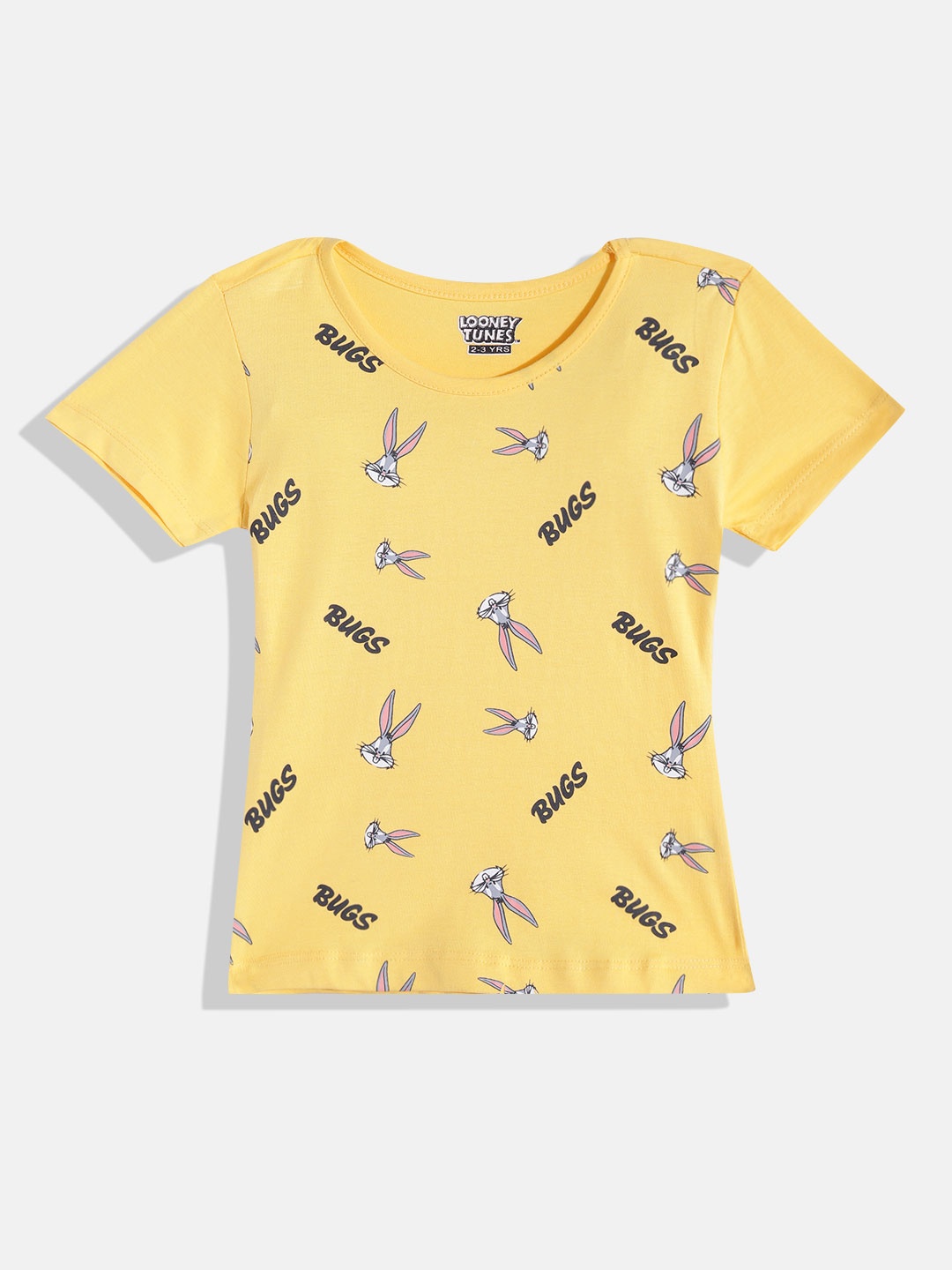 

Eteenz Girls Premium Cotton Bugs Bunny Printed T-shirt, Yellow