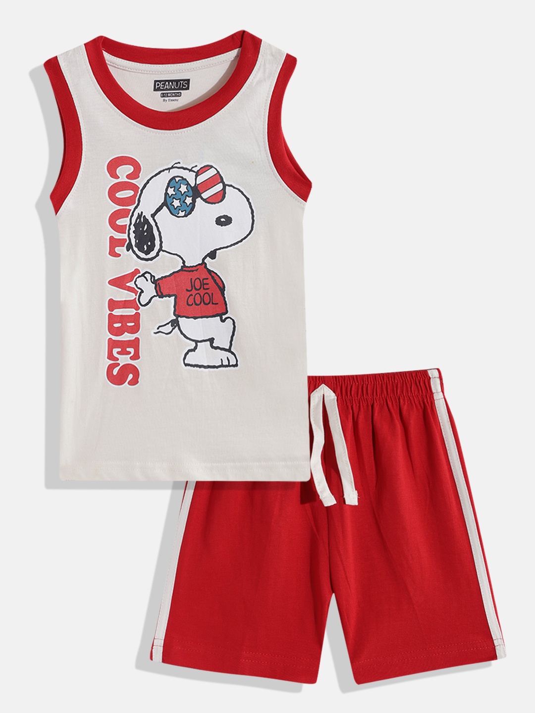 

Eteenz Infant Boys Premium Cotton Snoopy Print T-shirt With Shorts, Off white