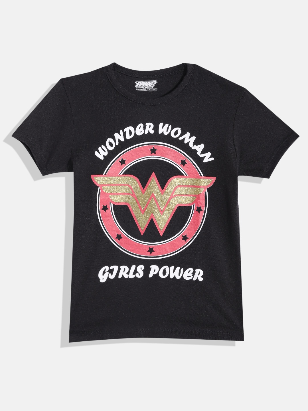 

Eteenz Girls Premium Cotton Wonder Woman Printed T-shirt, Black