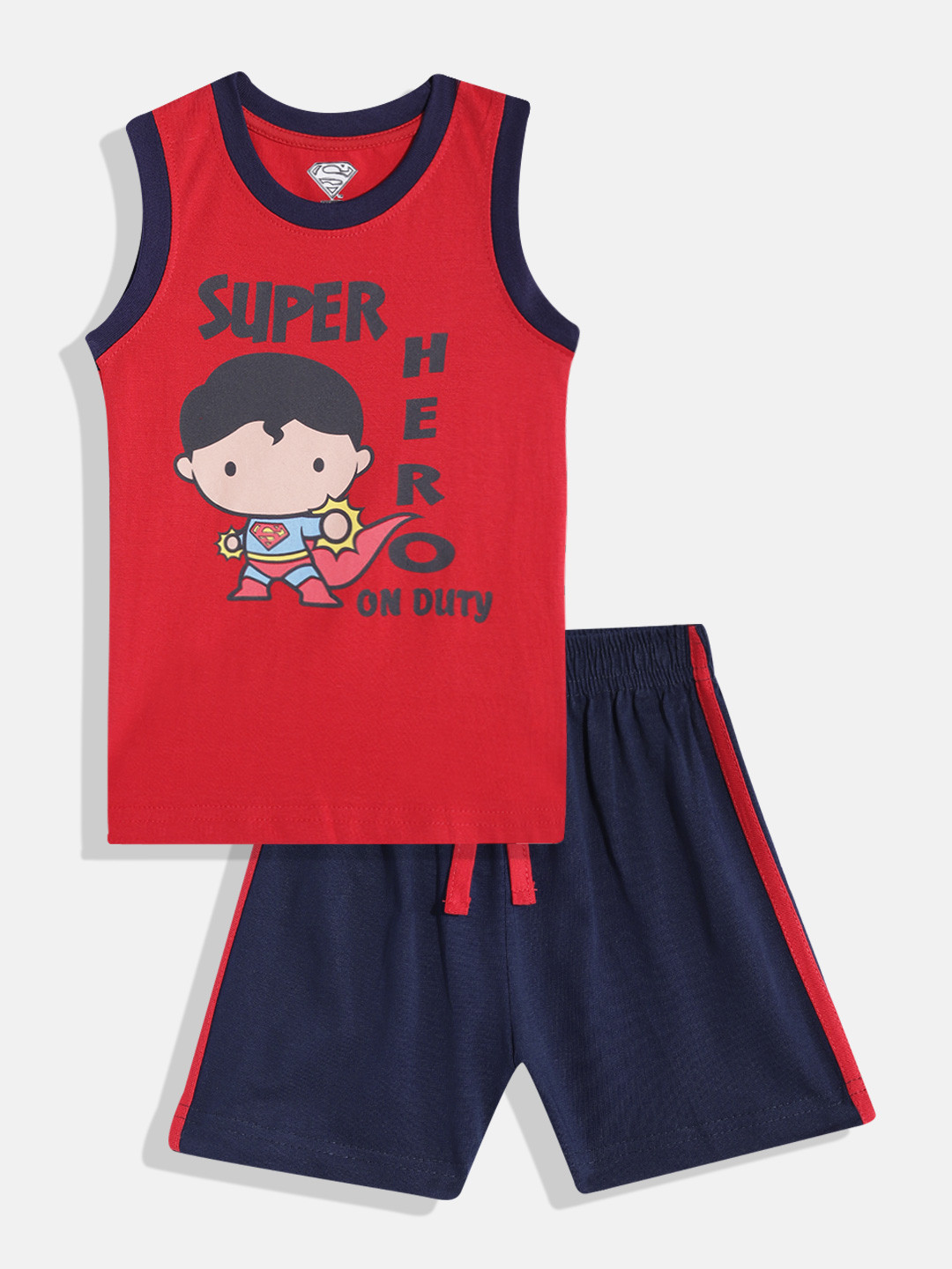 

Eteenz Infant Boys Premium Cotton Superman Print T-shirt With Shorts, Red