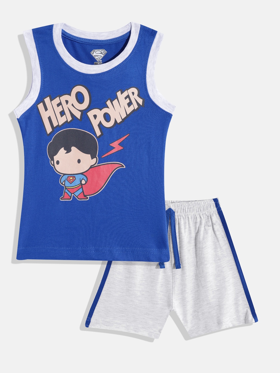 

Eteenz Infant Boys Premium Cotton Superman Print T-shirt With Shorts, Blue