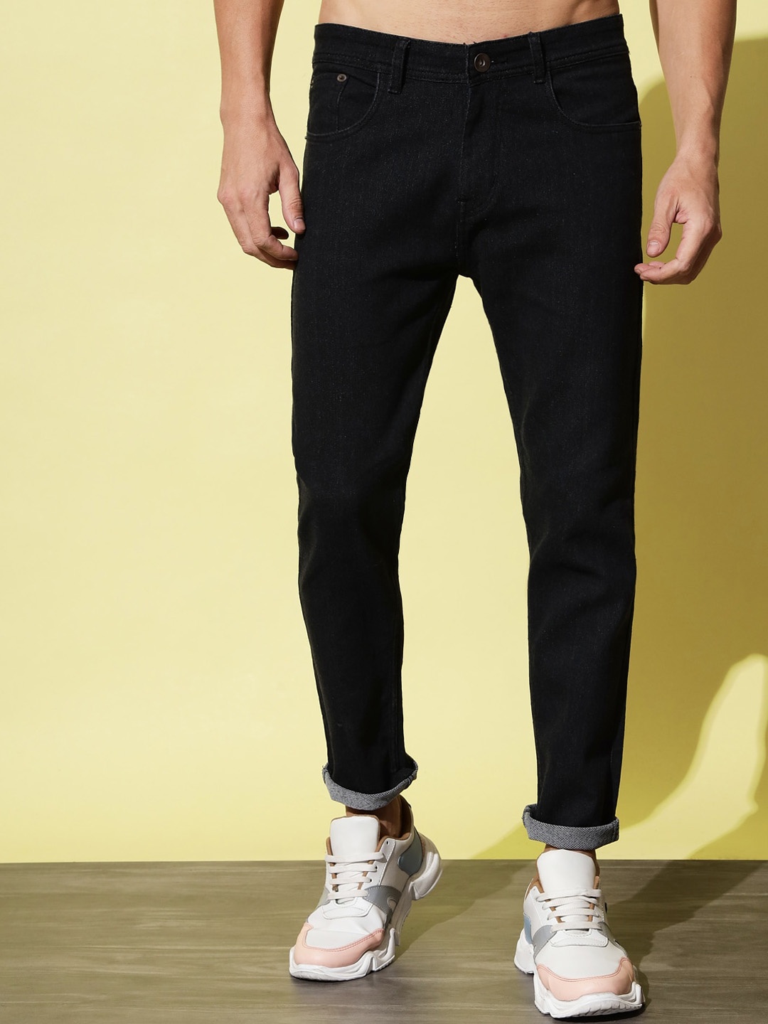 

UNITED DENIM Men Mid Rise Slim Fit Stretchable Jeans, Black