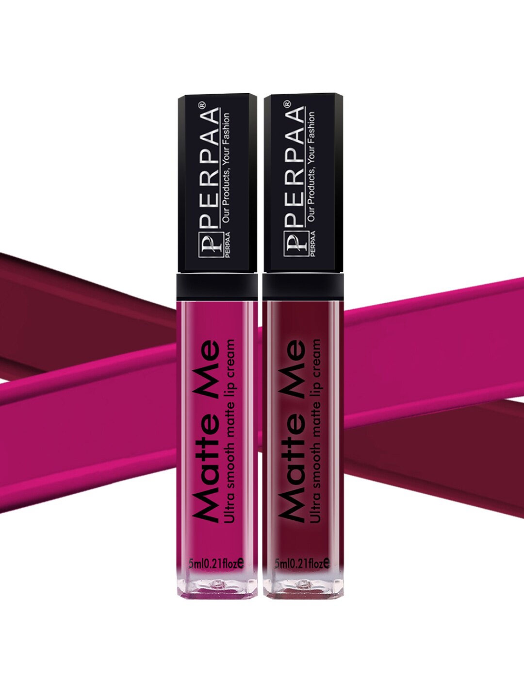 

PERPAA Set Of 2 Matte Me Ultra Smooth Lip Creams 5 ml Each - Hidden Magenta & Rich Plum, Pink