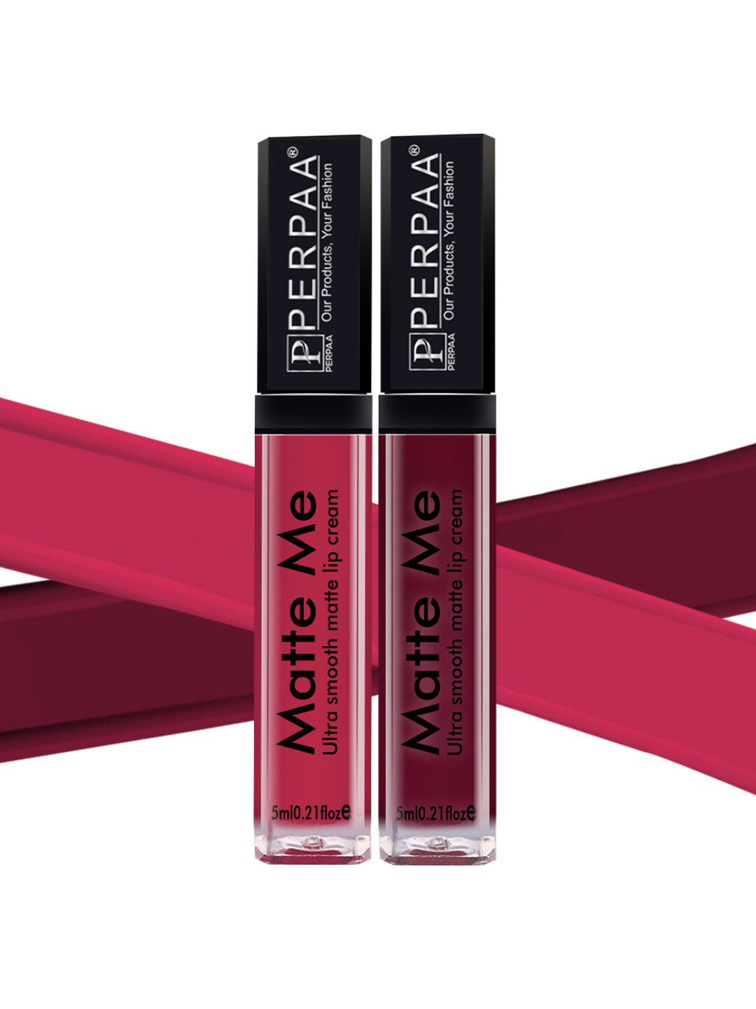 

PERPAA Set Of 2 Matte Me One Stroke Ultra Smooth Matte Lipstick 5ml Each - Shade 108 & 119, Pink