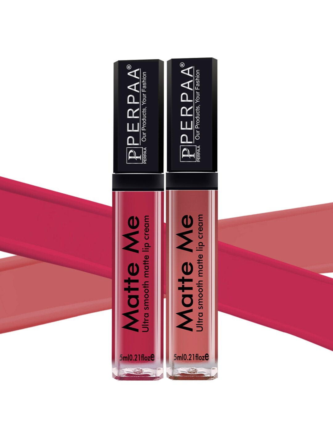 

PERPAA Set Of 2 Matte Me One Stroke Ultra Smooth Matte Lipstick 5ml Each - Shade 108 & 121, Pink