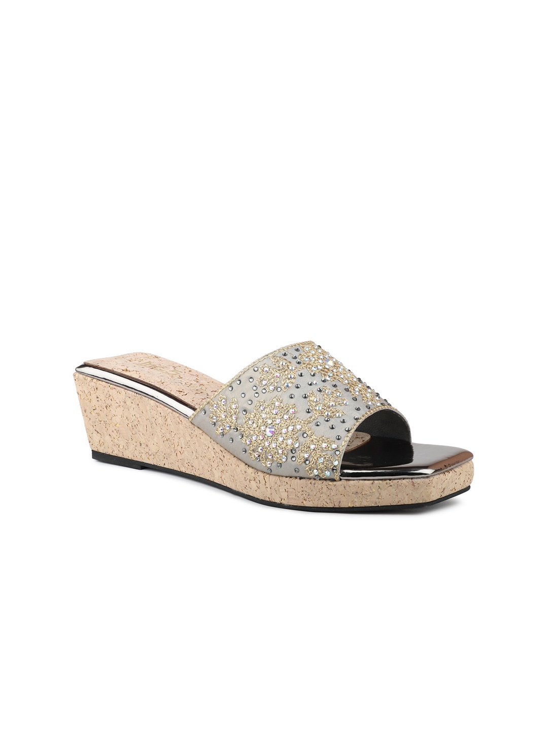 

Inc 5 Embellished Open Toe Wedges, Grey