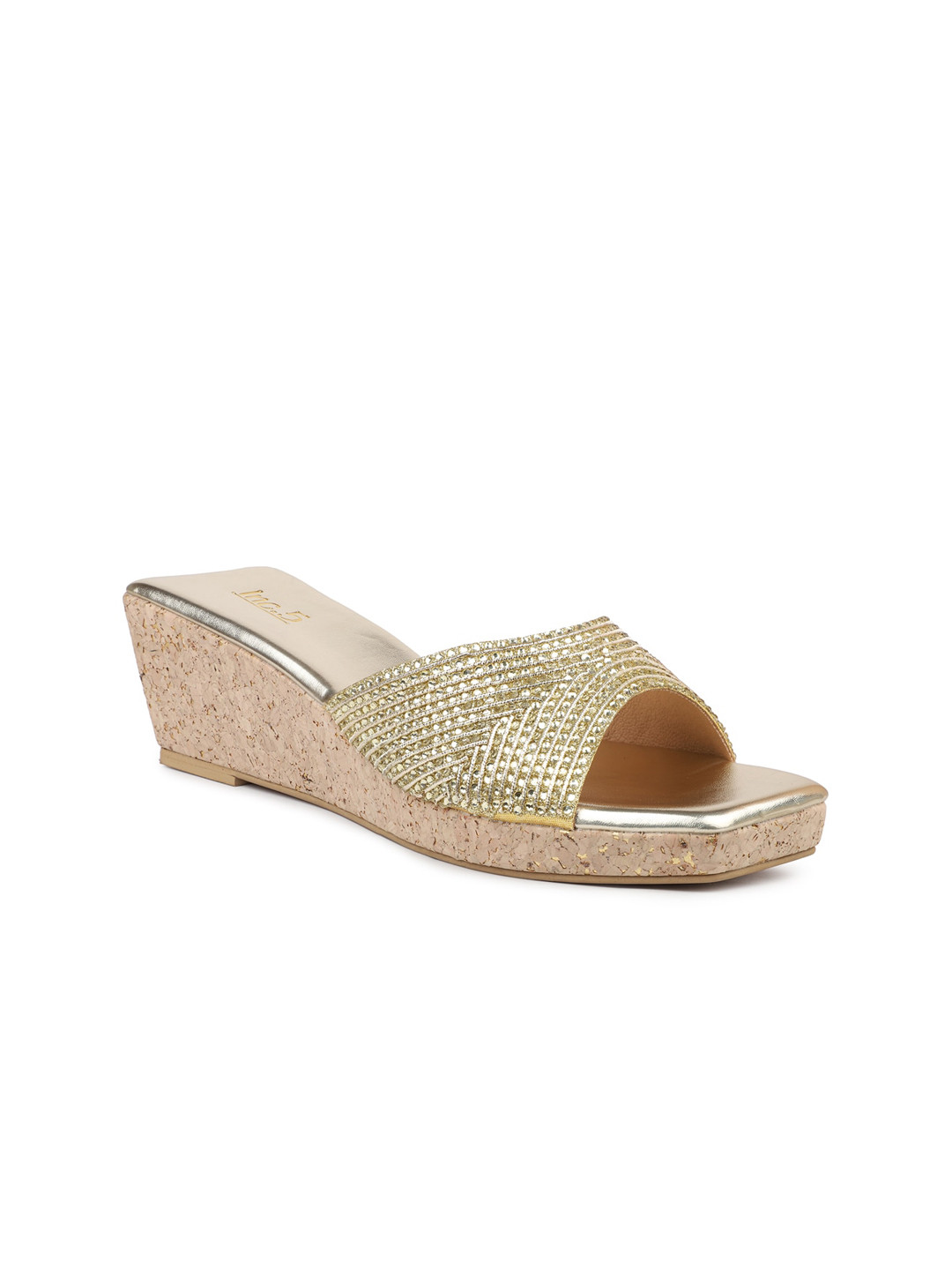 

Inc 5 Embellished Open Toe Wedges, Gold