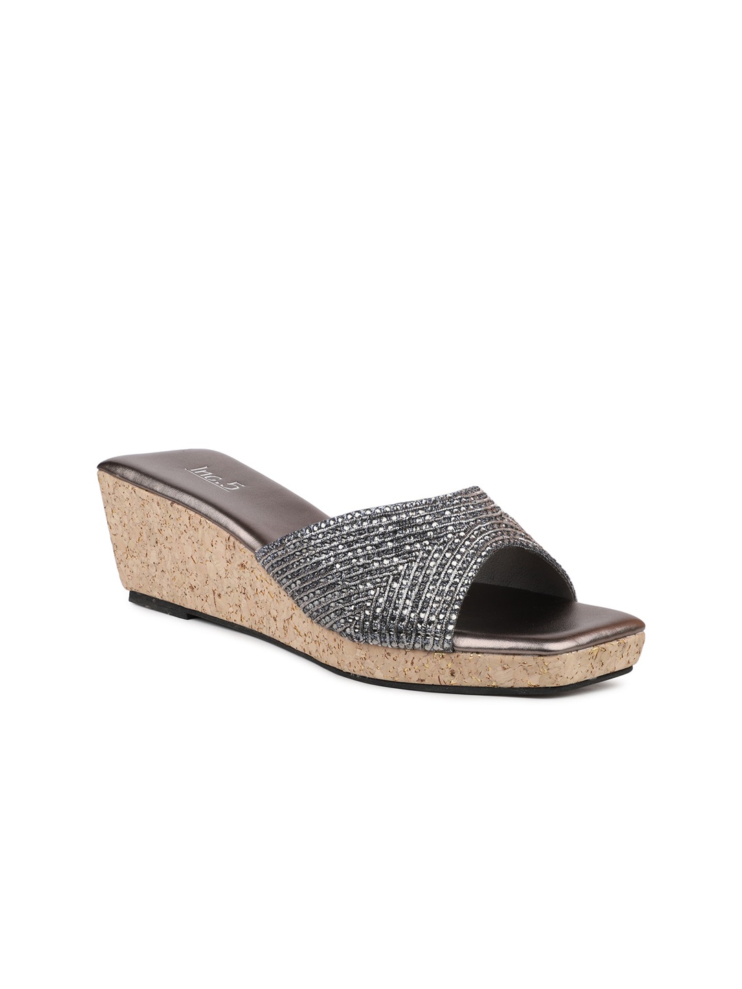 

Inc 5 Embellished Open Toe Wedges, Grey