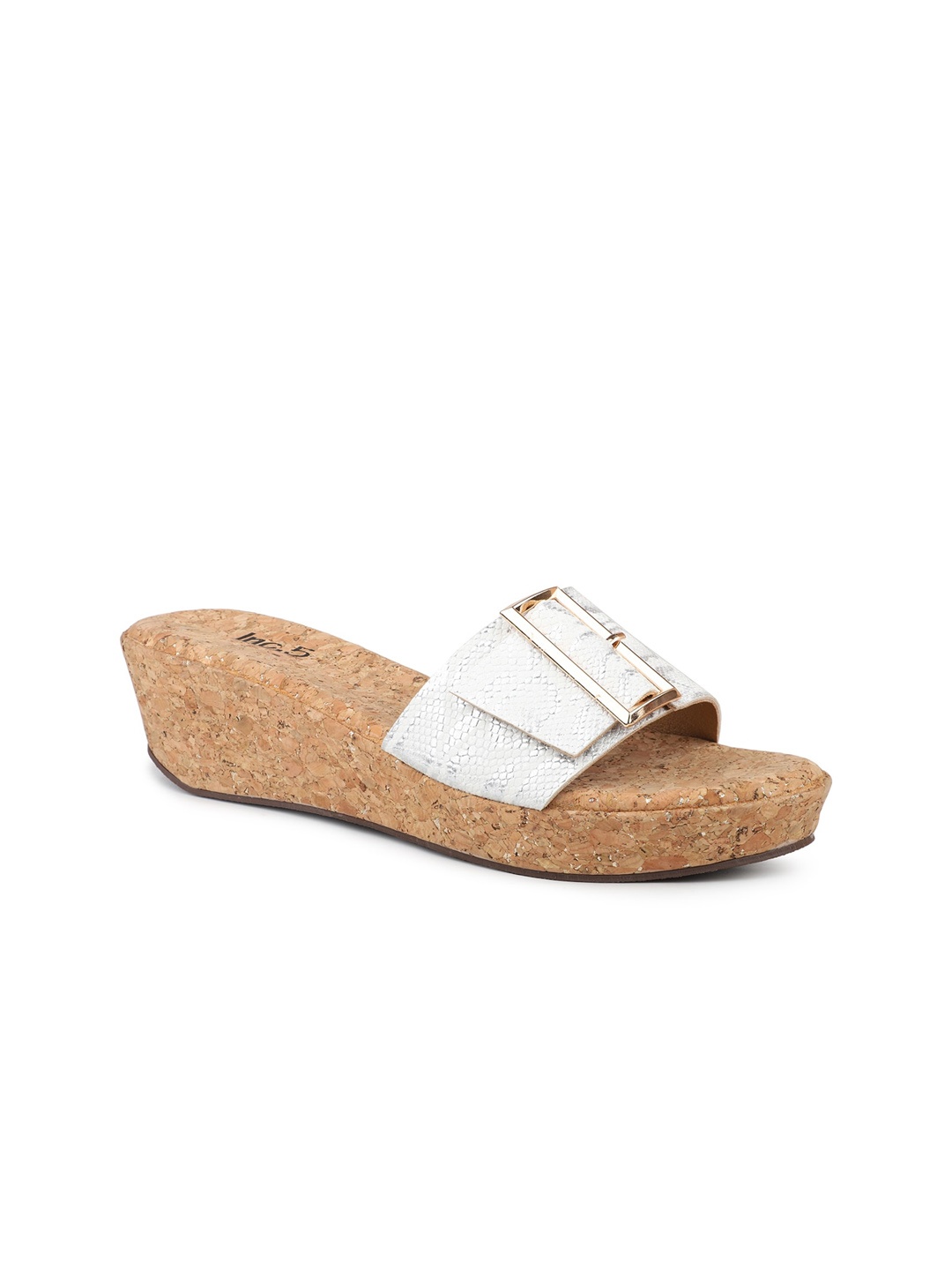 

Inc 5 Textured Open Toe Wedges With Buckles, White