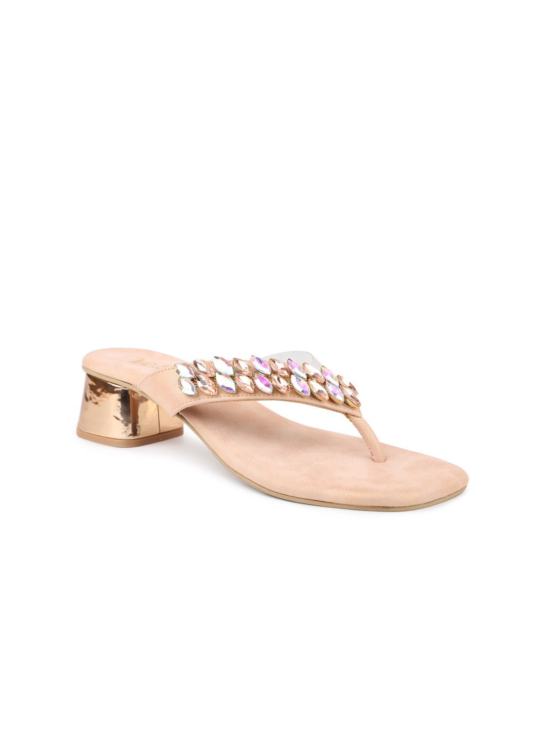 

Inc 5 Embellished Open Toe Block Heels, Rose gold
