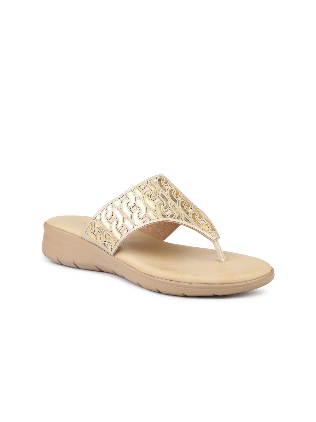 

Inc 5 Textured Open Toe Comfort Heels With Laser Cuts, Gold