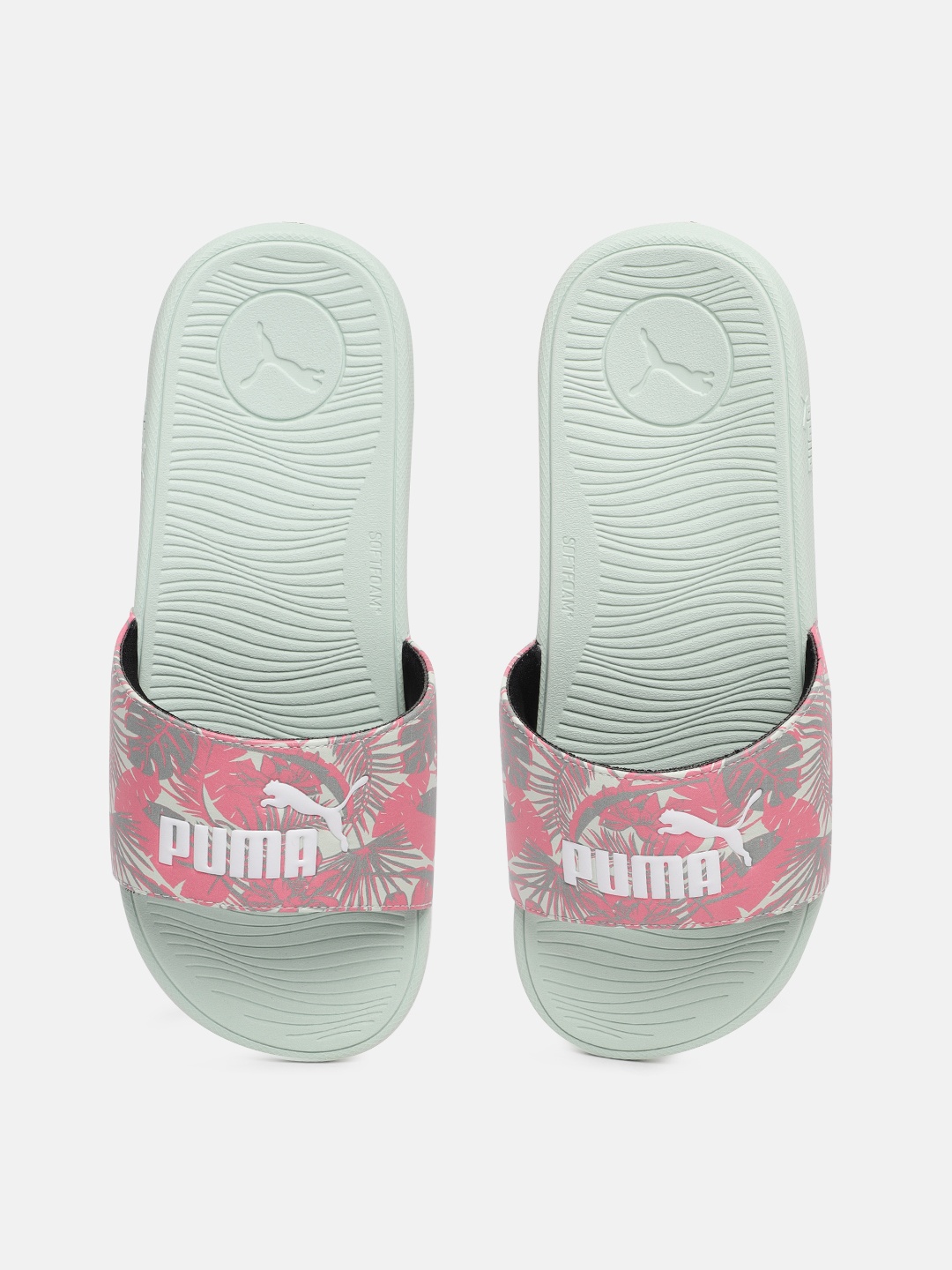 

Puma Women Cool Cat 2.0 Flower Tropical Printed Sliders, Green