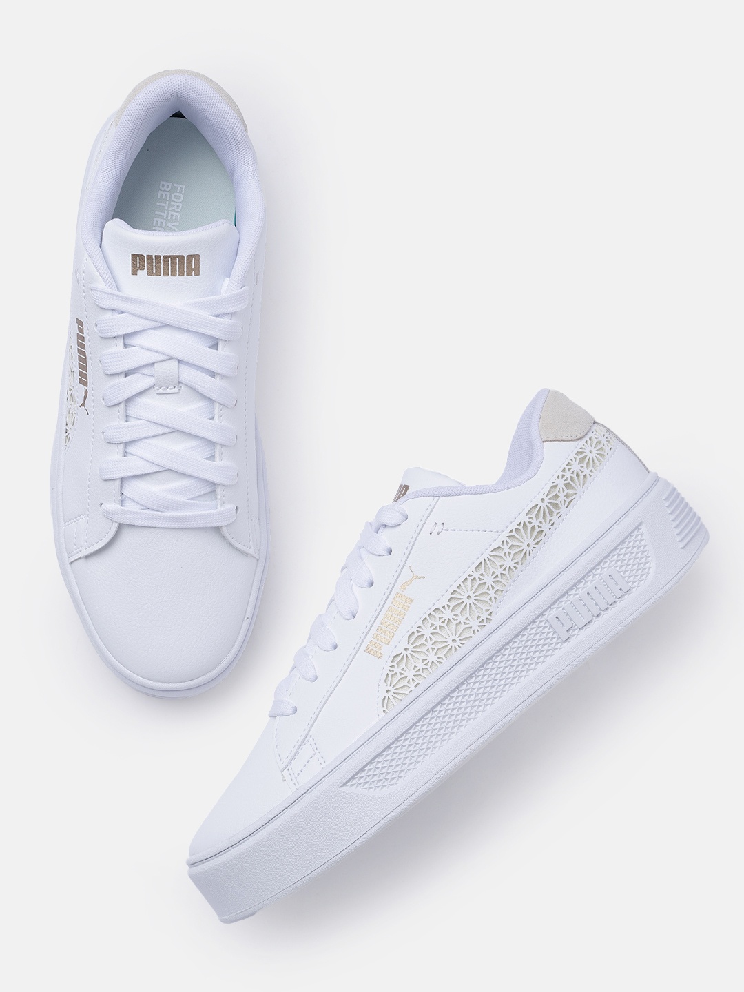 

Puma Women Smash Platform V3 Laser Cut Regular Sneakers, White