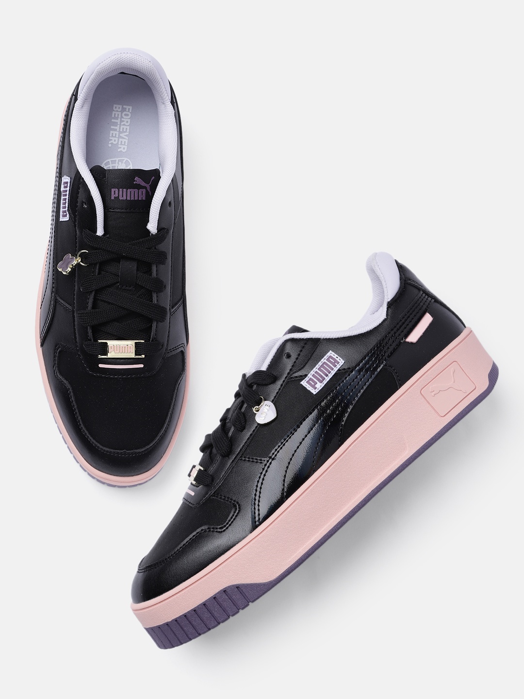 

Puma Women Perforations Carina Street Mini Charms Sustainable Sneakers, Black