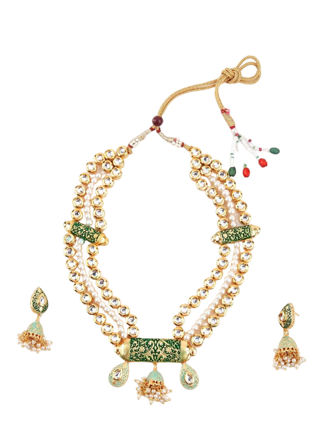 

ODETTE Kundan Necklace & Earrings Set, Green