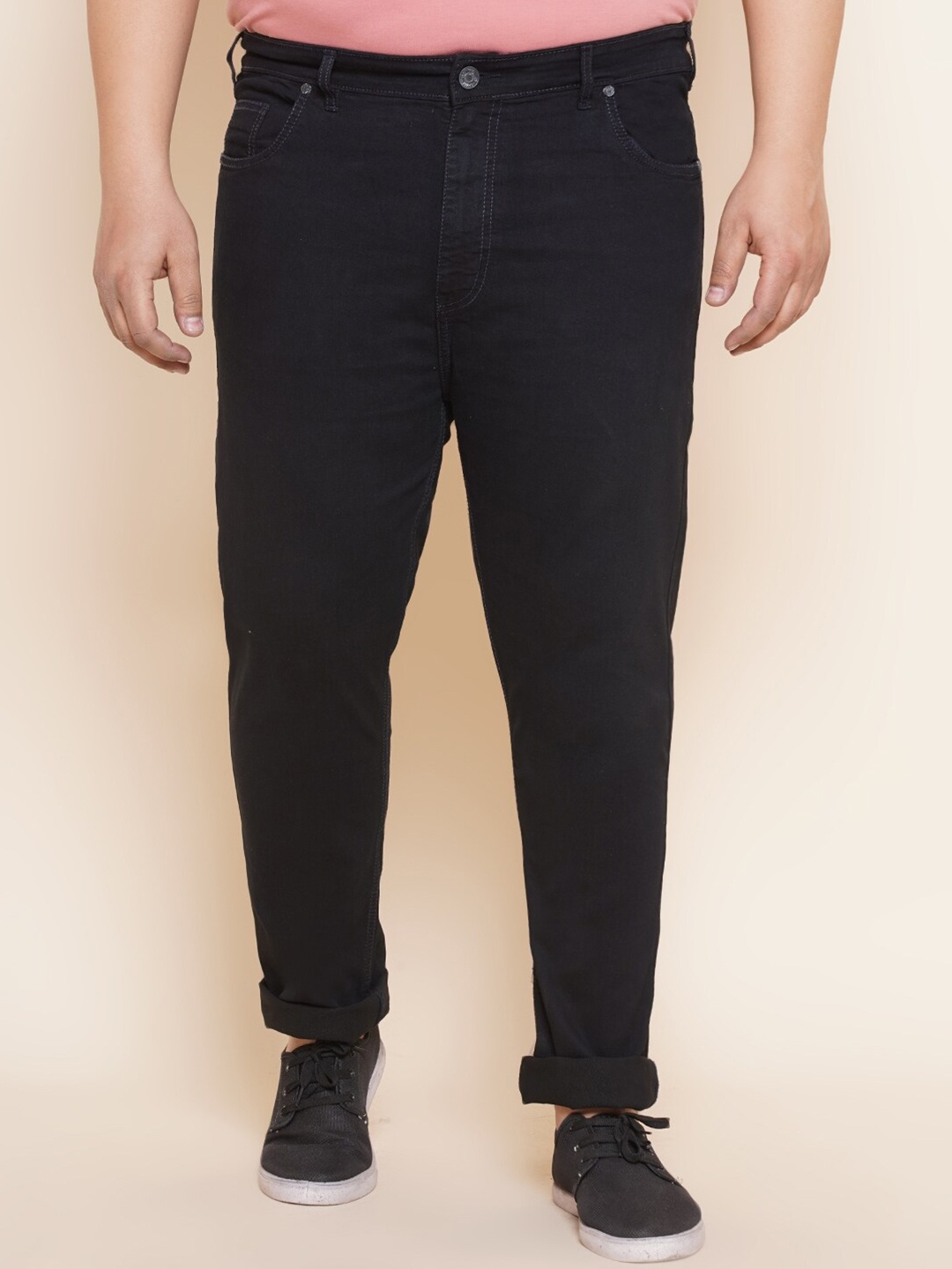 

John Pride Men Plus Size Regular Fit Stretchable Jeans, Black