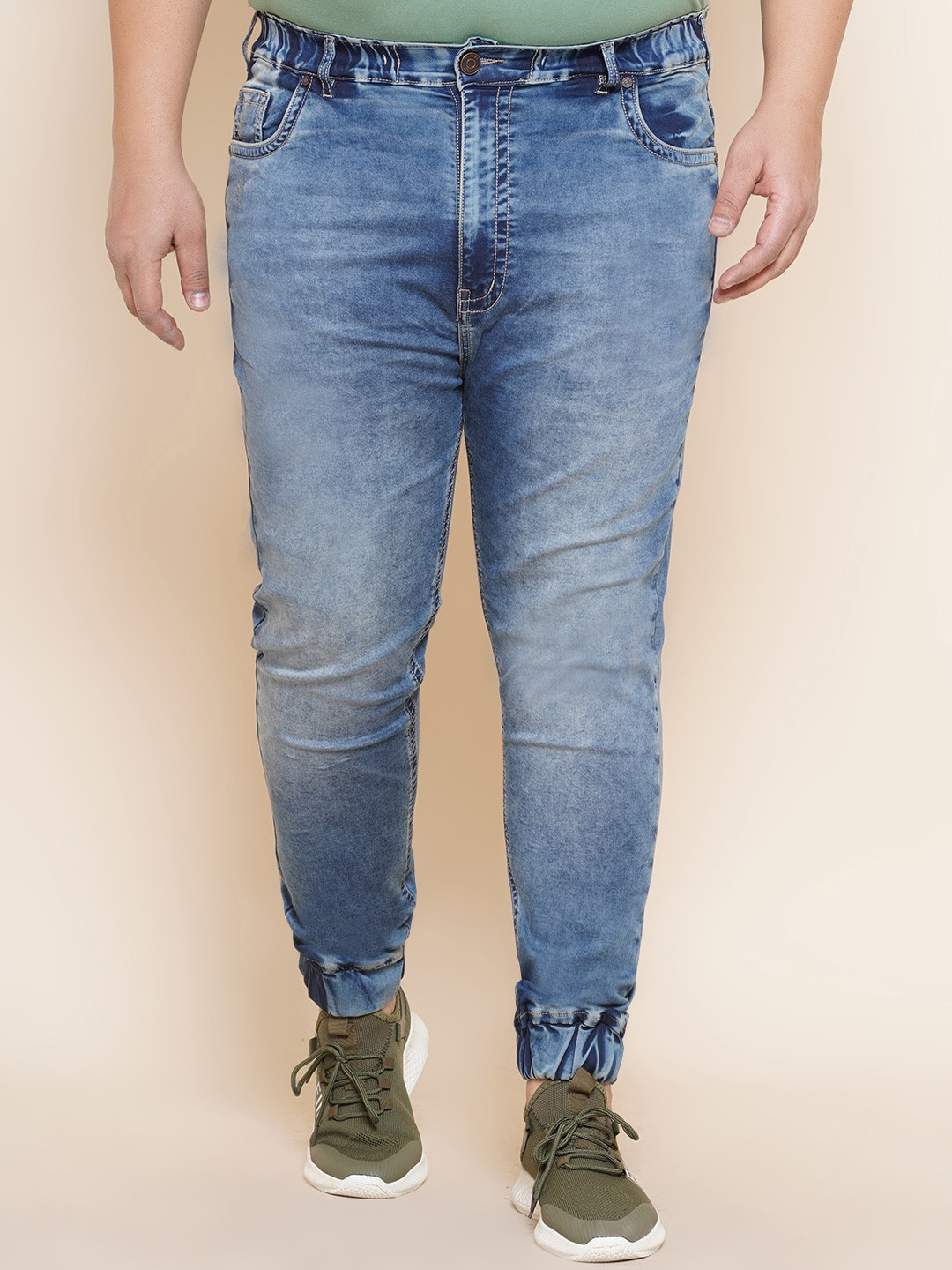 

John Pride Men Plus Size Heavy Fade Stretchable Joggers, Blue