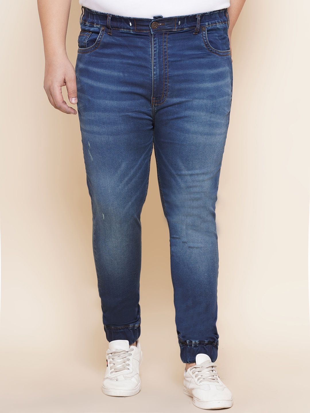 

John Pride Men Plus Size Regular Fit Light Fade Stretchable Jogger Jeans, Blue