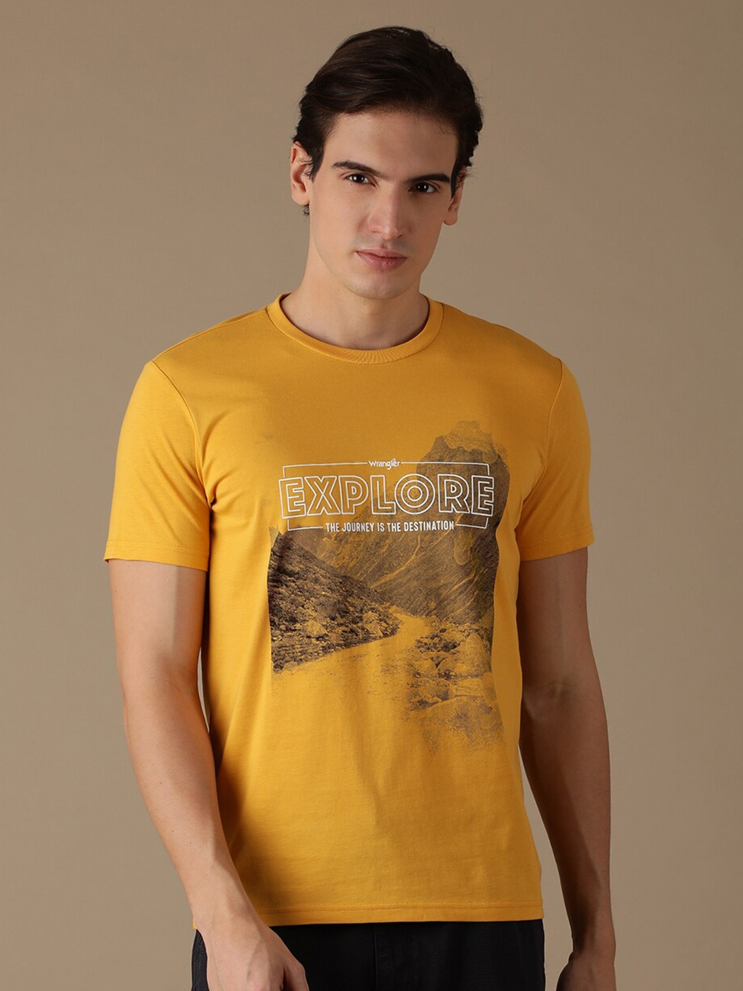 

Wrangler Typography Printed Cotton T-shirt, Yellow