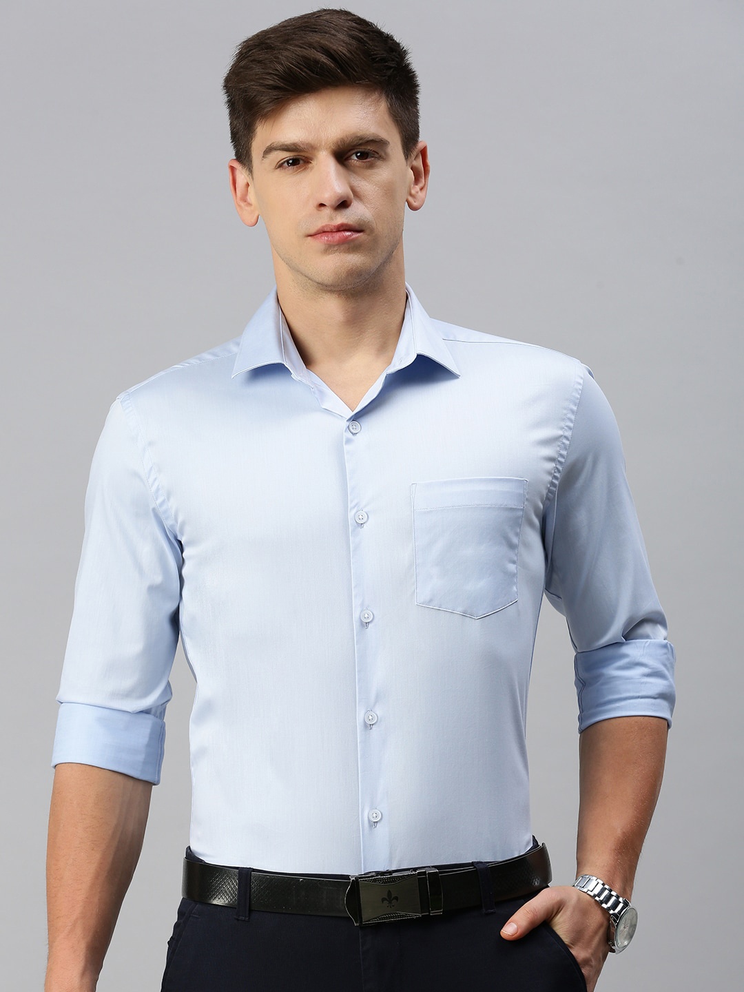 

SHOWOFF Long Sleeves Smart Fit Cotton Formal Shirt, Blue