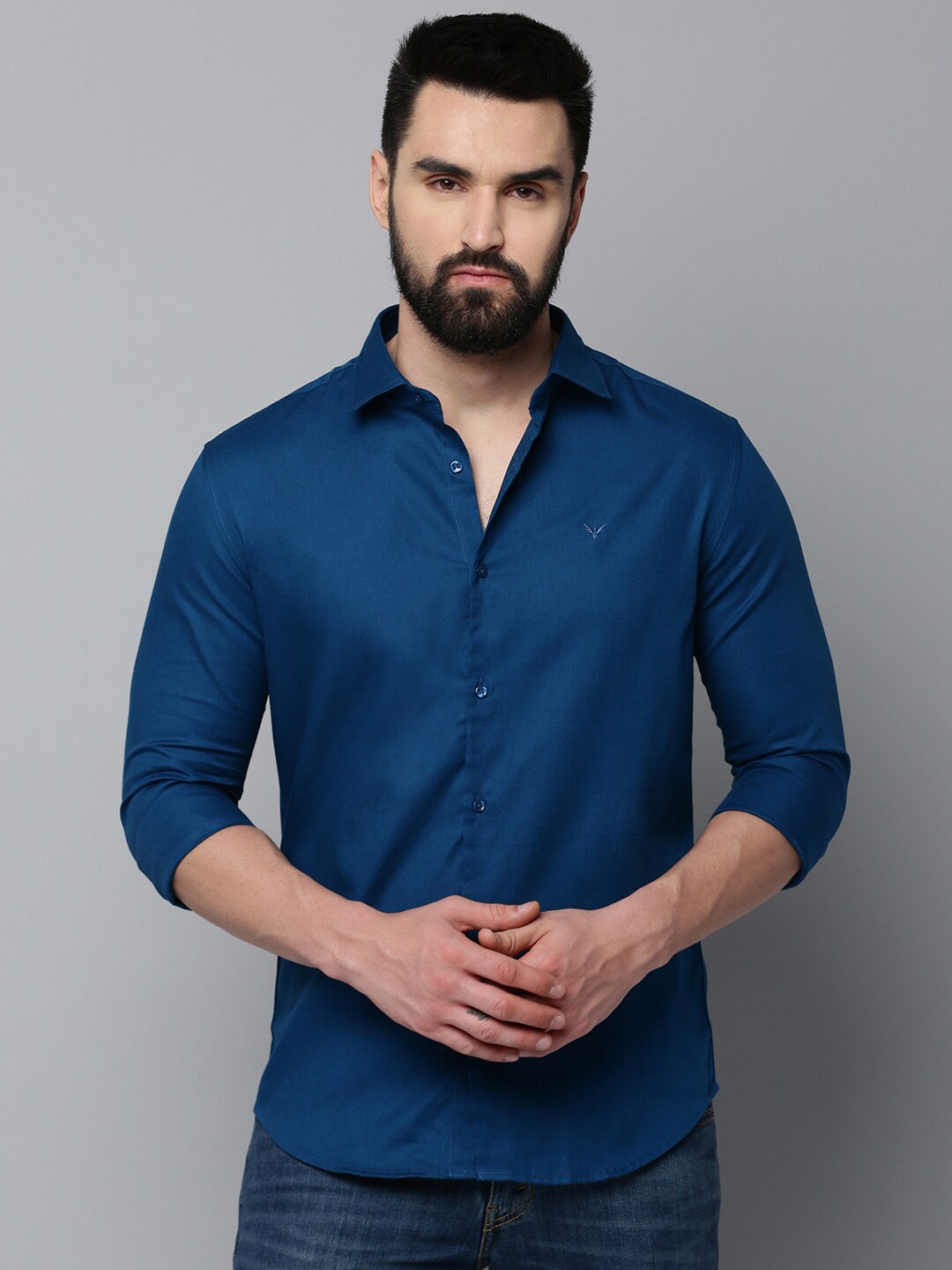 

SHOWOFF Comfort Fit Spread Collar Cotton Casual Shirt, Teal