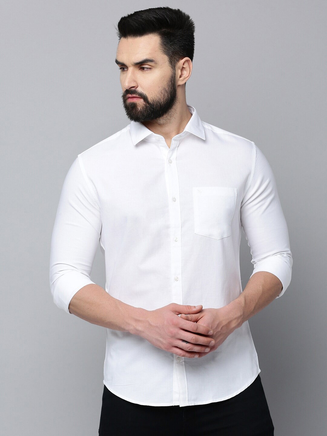 

SHOWOFF Comfort Spread Collar Cotton Casual Shirt, White