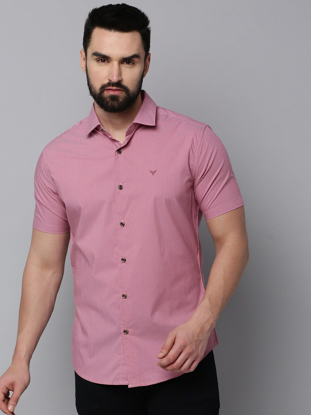 

SHOWOFF Men Comfort Micro Ditsy Printed Cotton Shirt, Pink