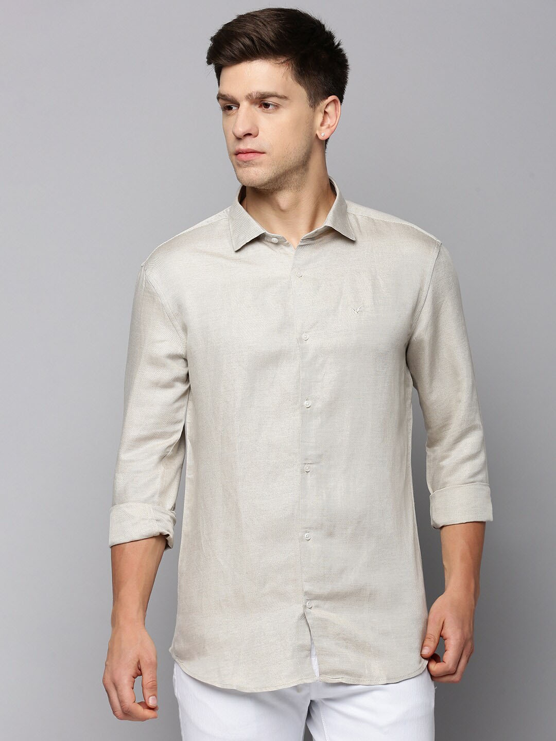 

SHOWOFF Spread Collar Comfort Cotton Casual Shirt, Beige