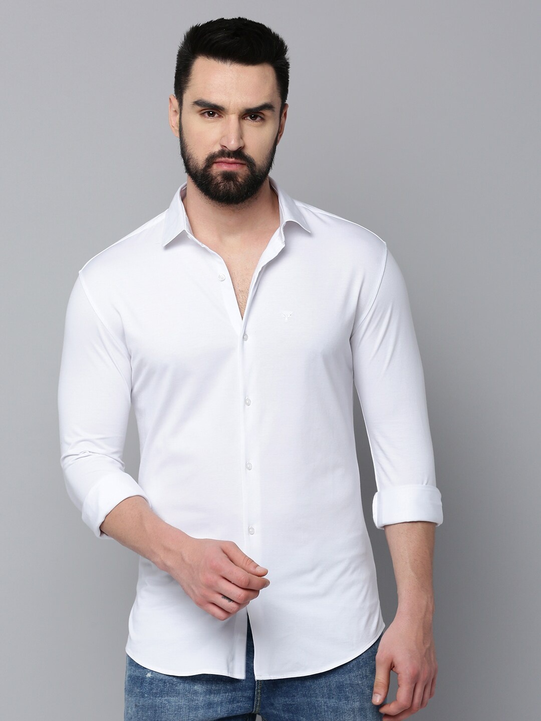 

SHOWOFF Spread Collar Long Sleeves Comfort Cotton Casual Shirt, White