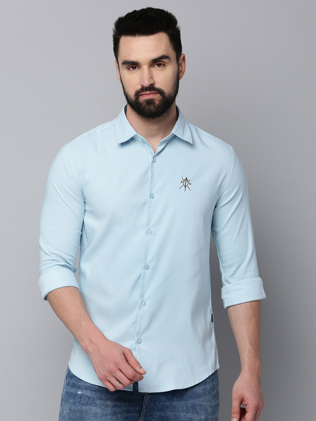 

SHOWOFF Comfort Spread Collar Cotton Casual Shirt, Blue