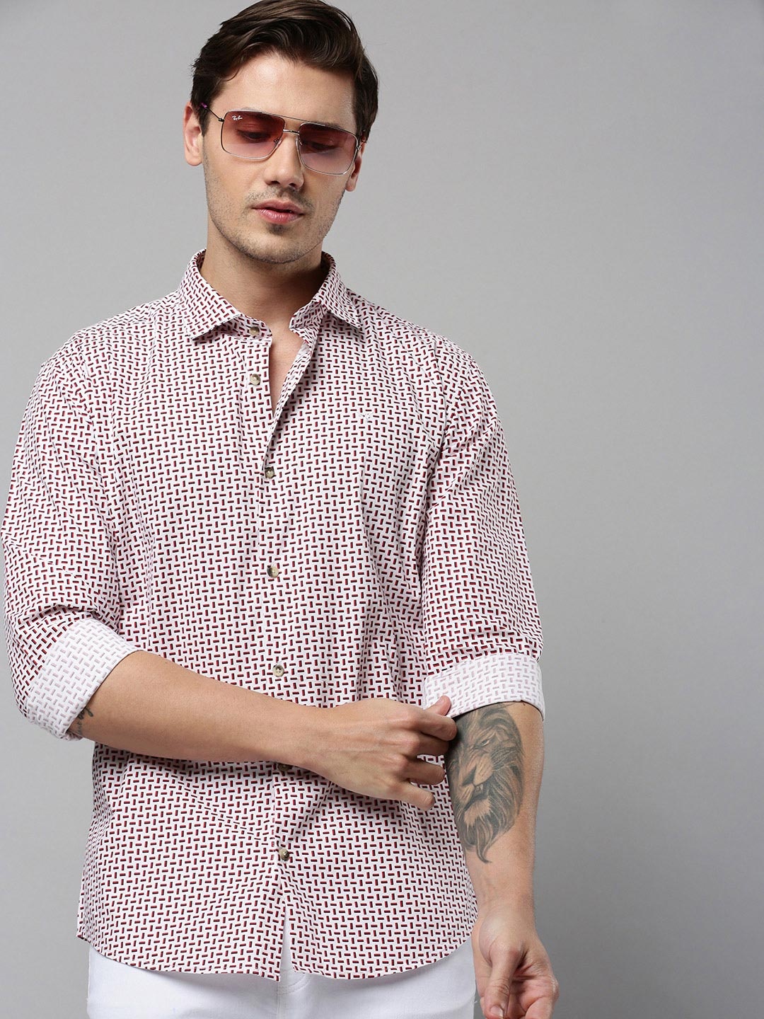 

SHOWOFF Comfort Checked Cotton Casual Shirt, White