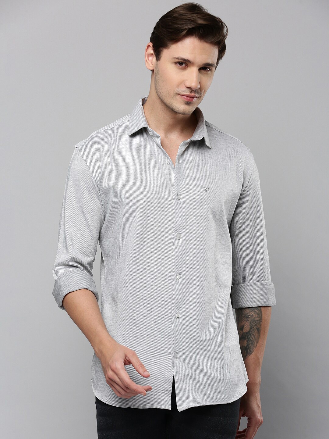 

SHOWOFF Comfort Spread Collar Cotton Casual Shirt, Grey