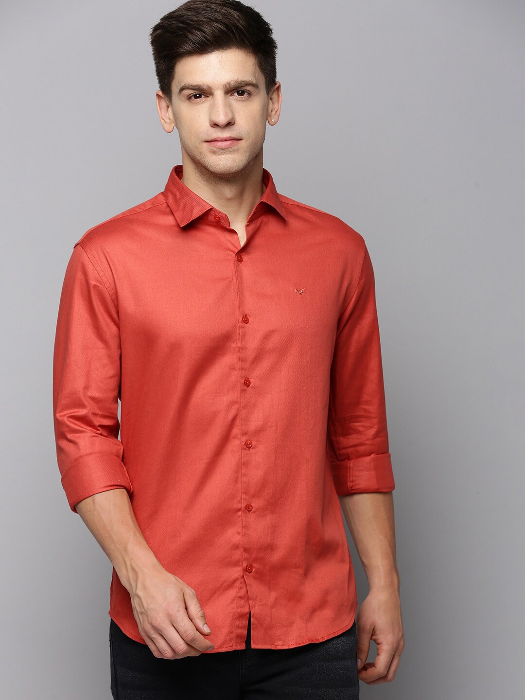 

SHOWOFF Comfort Spread Collar Cotton Casual Shirt, Rust