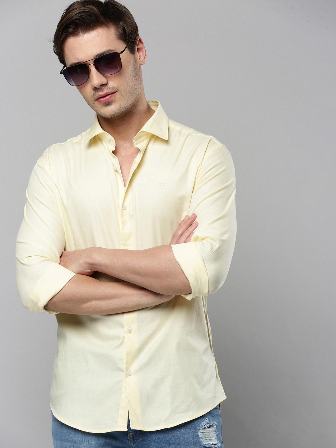 

SHOWOFF Comfort Cotton Casual Shirt, Yellow