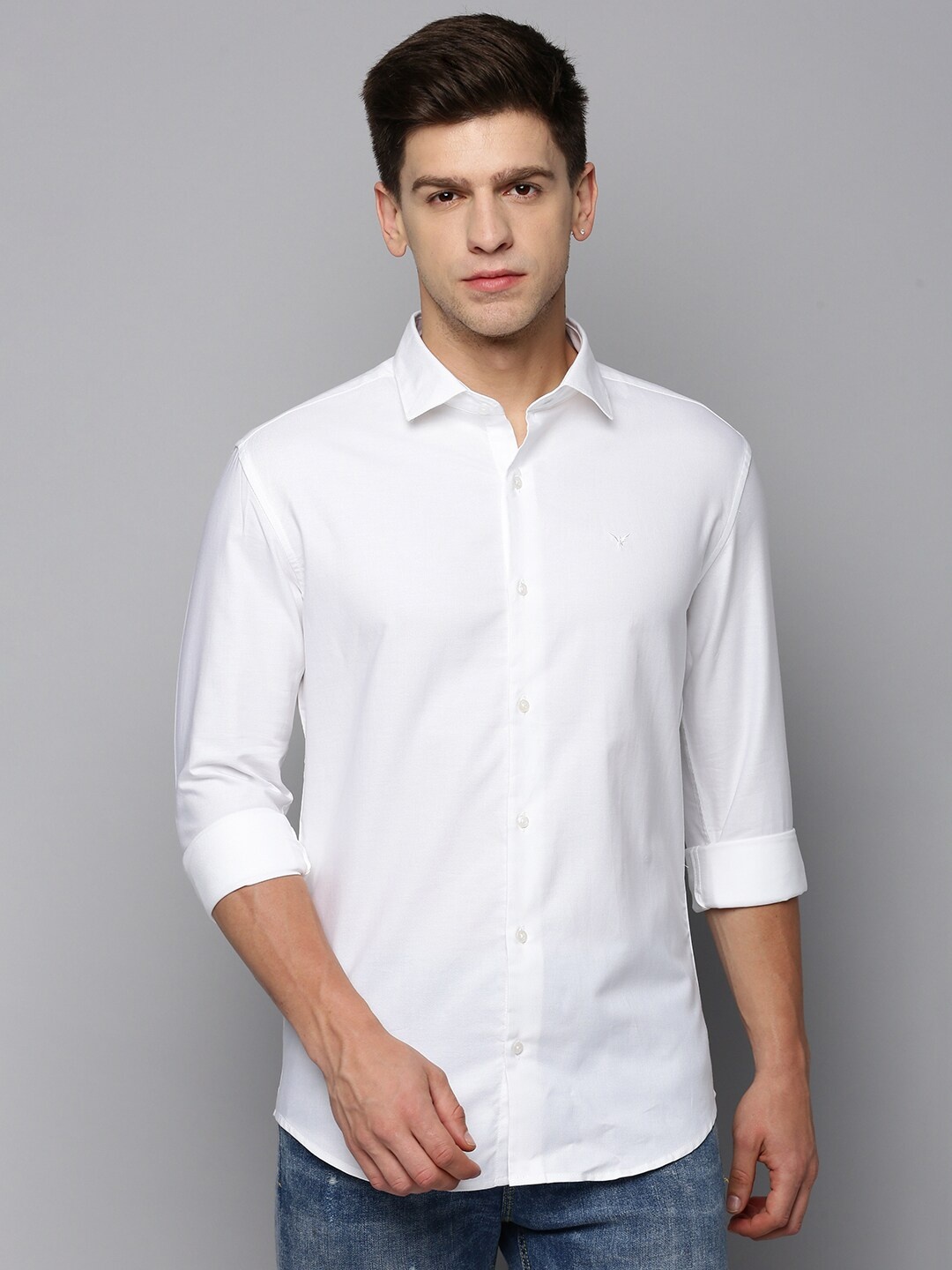 

SHOWOFF Spread Collar Long Sleeves Comfort Cotton Casual Shirt, White