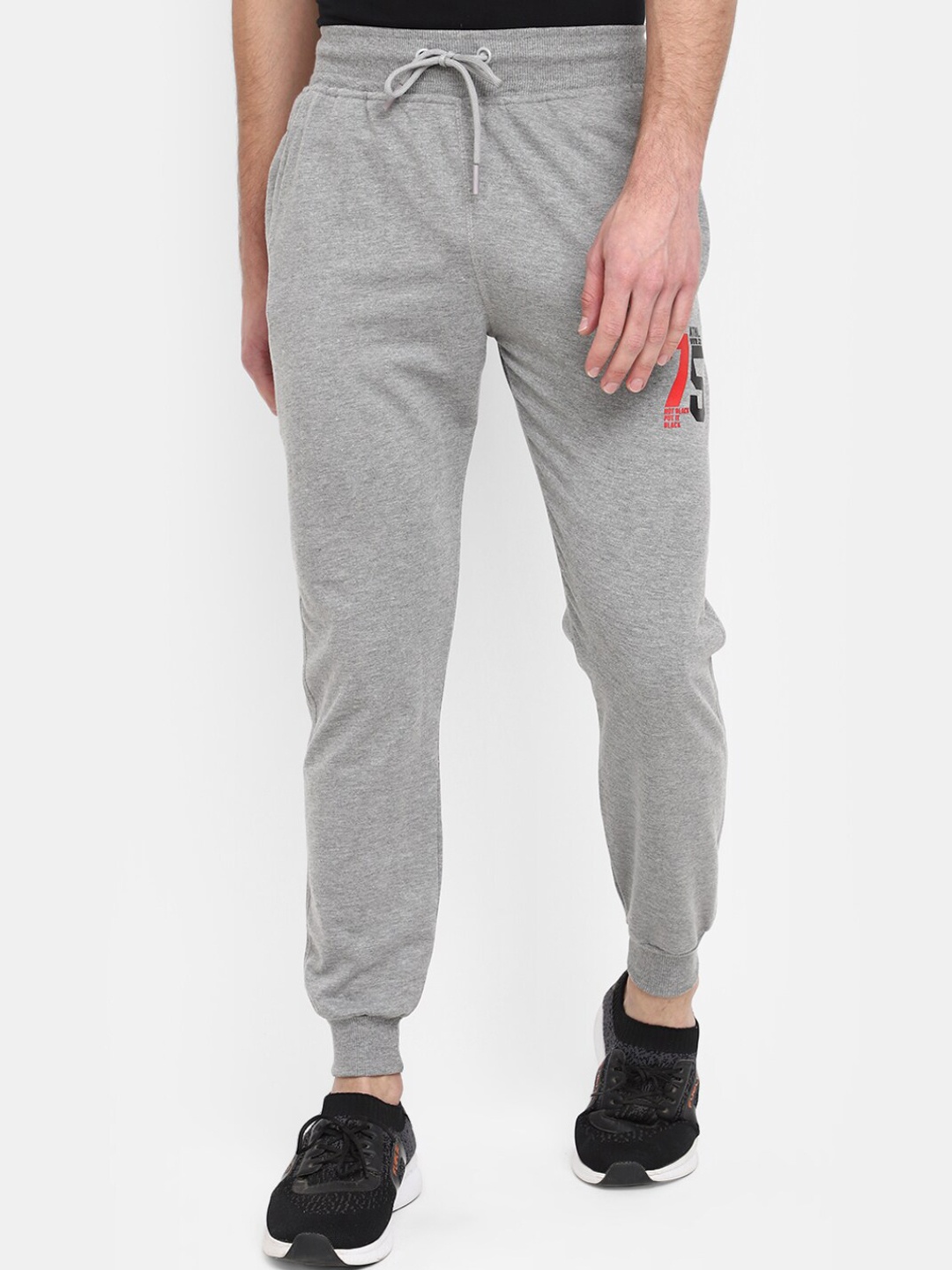 

V-Mart Men Regular Fit Mid-Rise Joggers, Grey melange