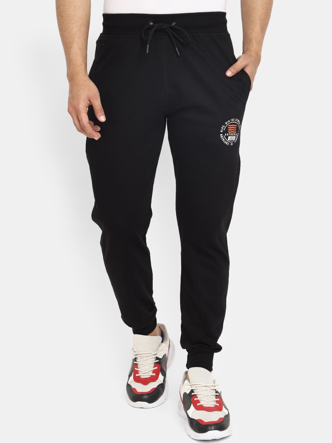 

V-Mart Men Mid Rise Sports Joggers, Black