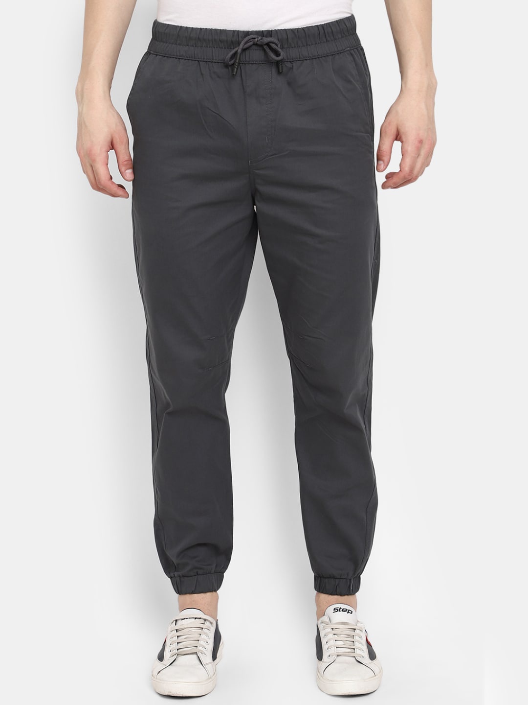 

V-Mart Men Straight-Fit Sports Joggers, Grey